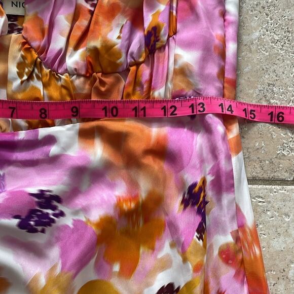 NICHOLAS Simie Gathered Floral-Print Satin-Twill Mini Dress Pink - Picture 14 of 16